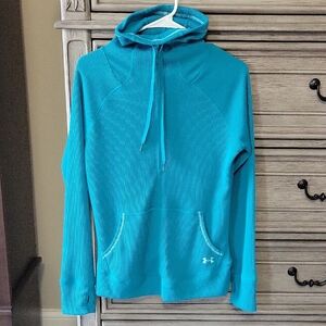 Under Armour Teal Waffle Knit Pullover With Funnel Neck. Like New